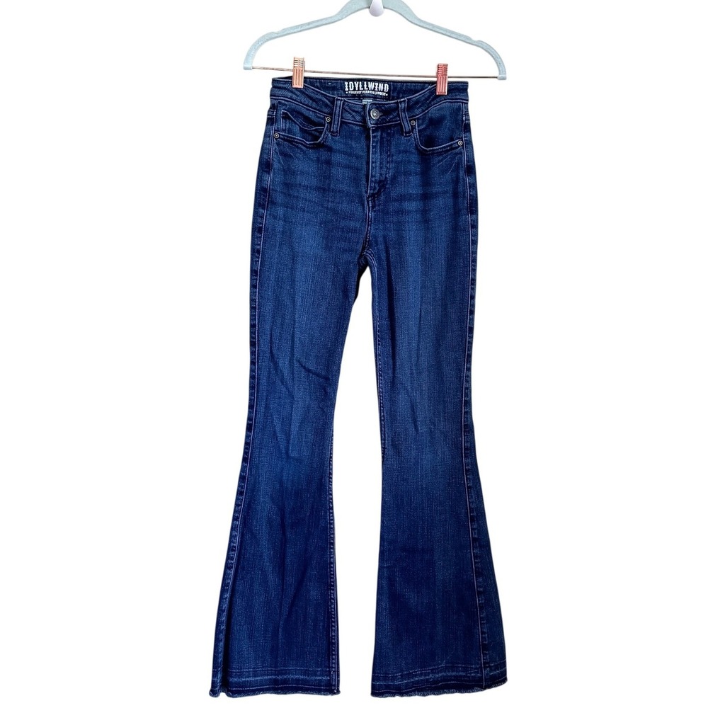 Idyllwind Womens Western Flare Jeans 4 Dark Blue Denim Raw Hem Cowgirl High Rise